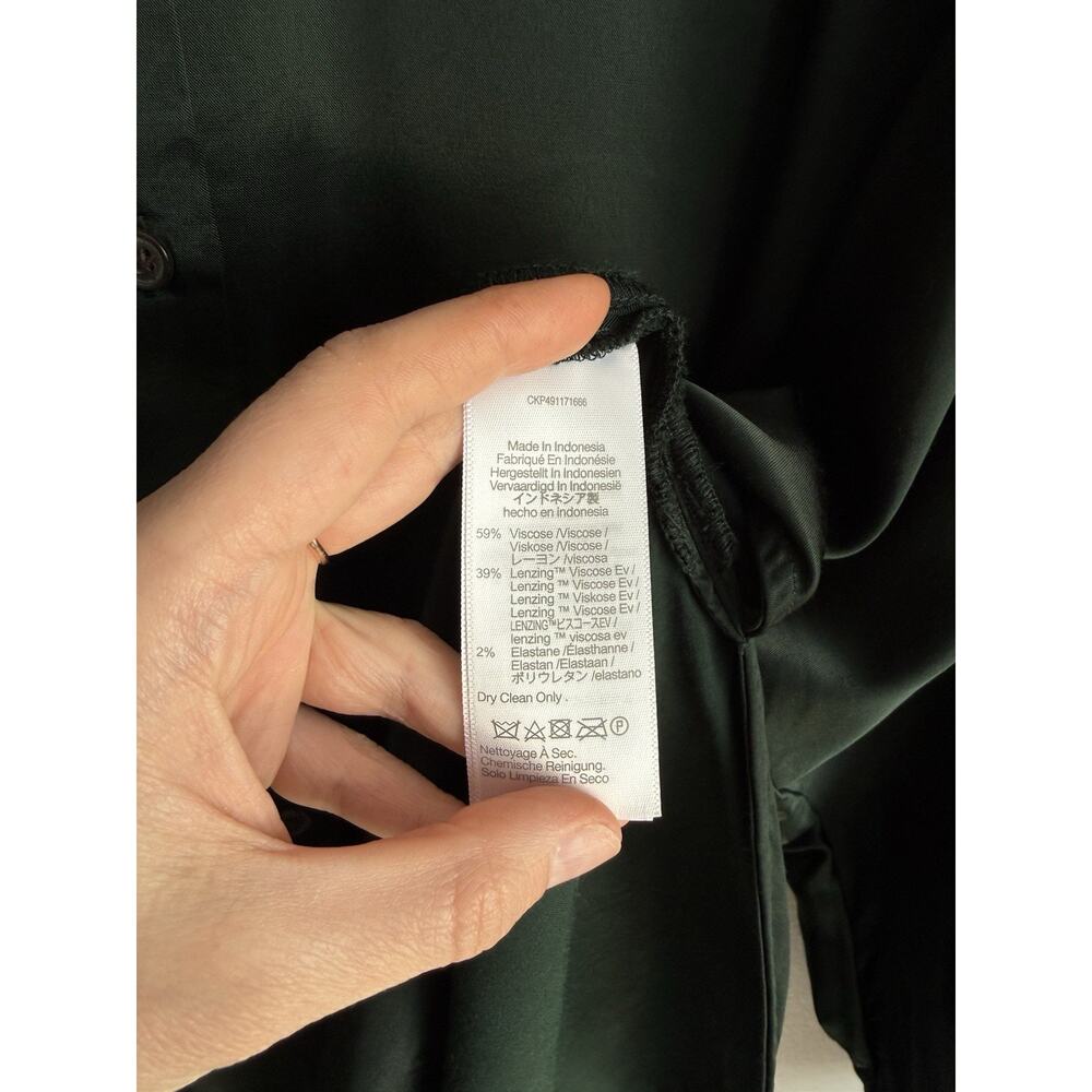 Madewell Green Satin Button Down Shirt Dolman Sleeve Oversized Relaxed Size L - Picture 3 of 8